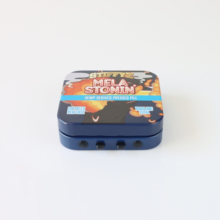 Square tin boxes with lids are sometimes available in shades of blue, which can give them a calming, peaceful appearance.