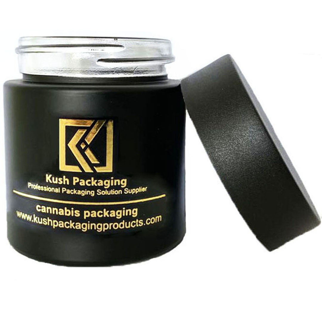 3oz child resistant matte black glass jar