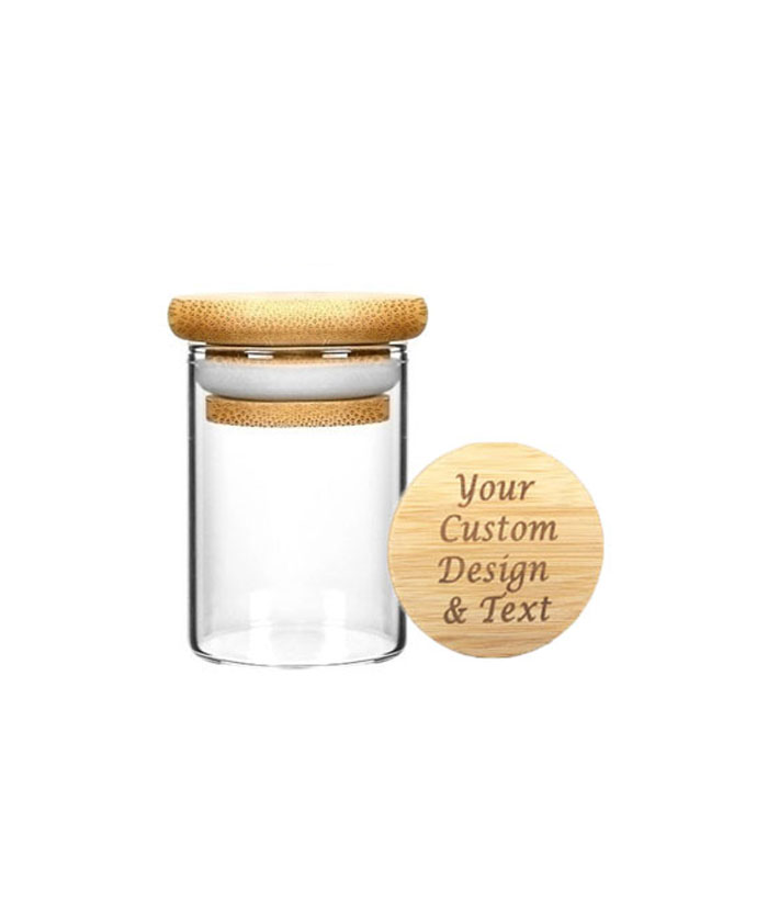 2oz Wood Lid Suction Glass Jars