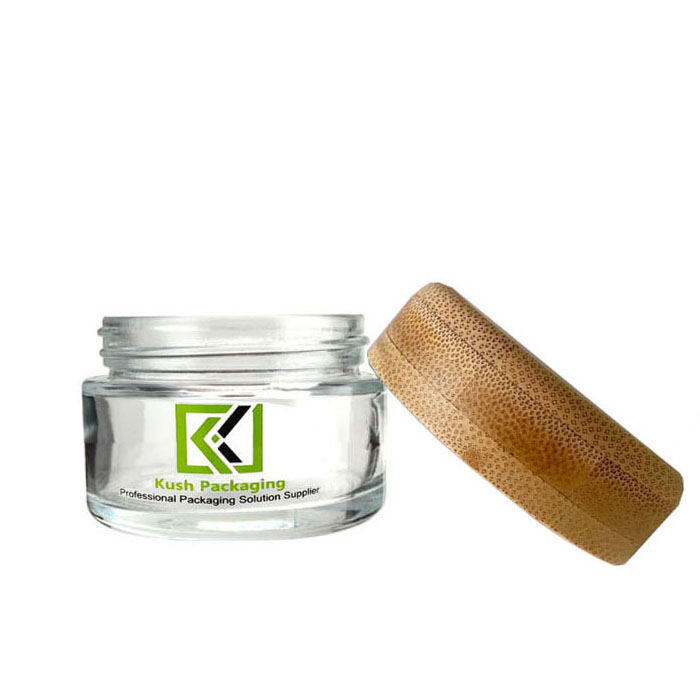 1 oz bamboo lid glass cream jars