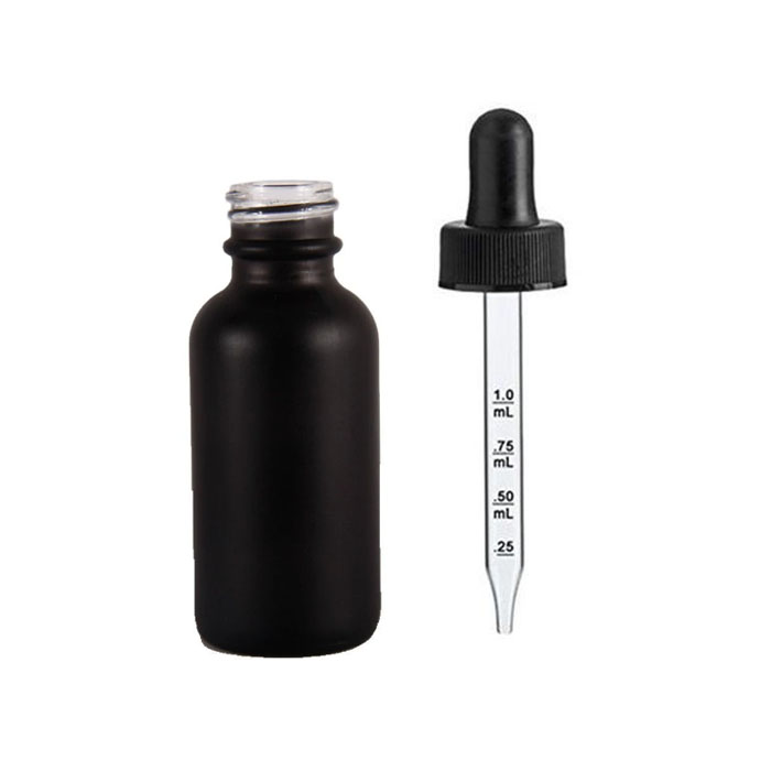 1oz Matte Black Glass dropper bottle