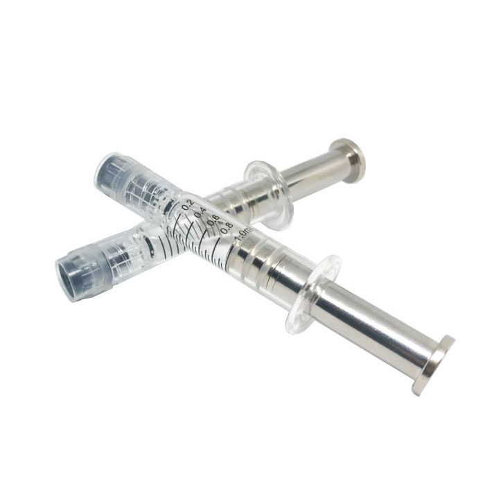 1ml Luer Lock Glass Syringe with metal plunger