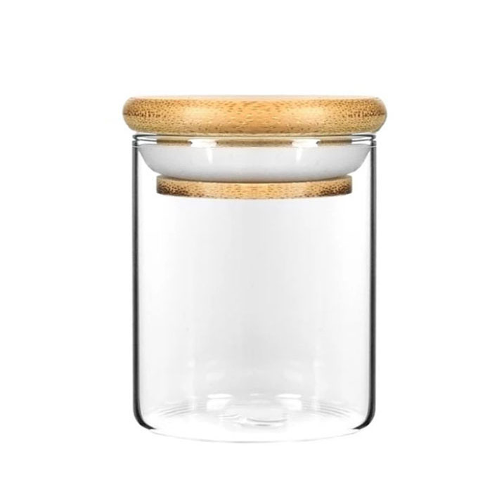 6oz Wood Lid Suction Glass Jars