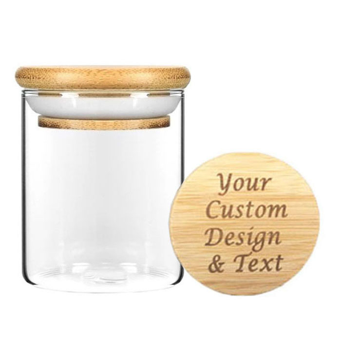 6oz Wood Lid Suction Glass Jars