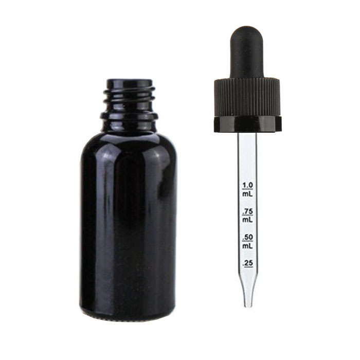 1oz(30ml) Black Glass dropper bottle