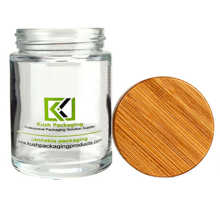6oz glass weed jar with child proof bamboo lid