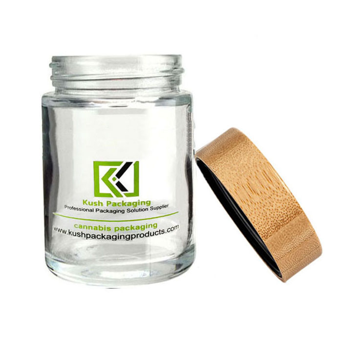 6oz glass weed jar with child proof bamboo lid