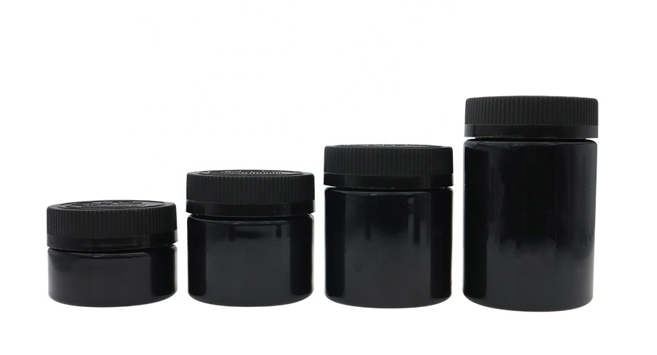 2oz  black child resistant plastic PET jar