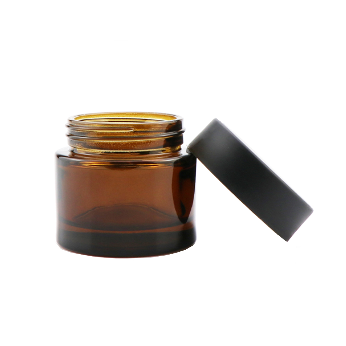 2oz Amber straight sided glass jar with CR black lid