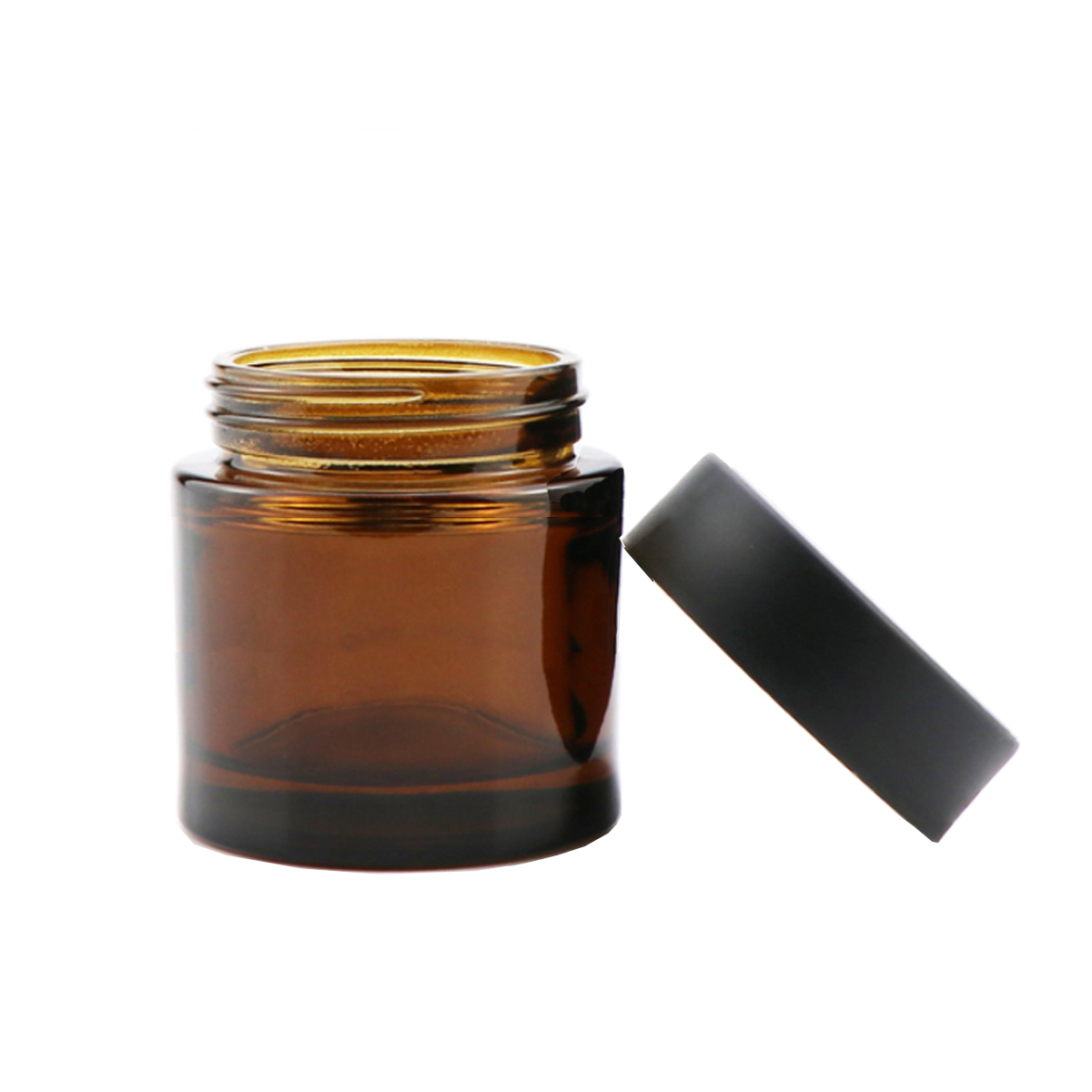 3oz Amber straight sided glass jar with CR black lid
