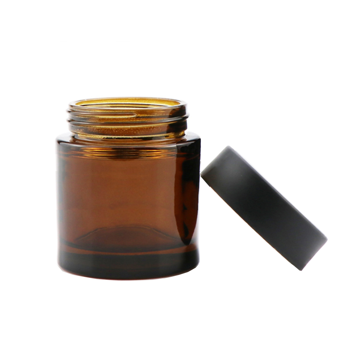 4oz Amber straight sided glass jar with CR black lid