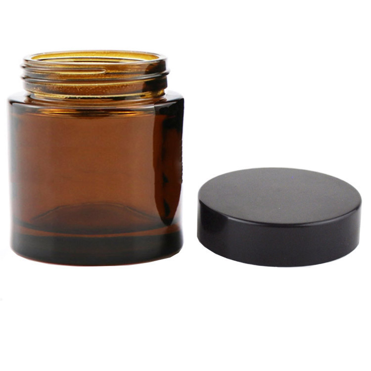 4oz Amber straight sided glass jar with CR black lid