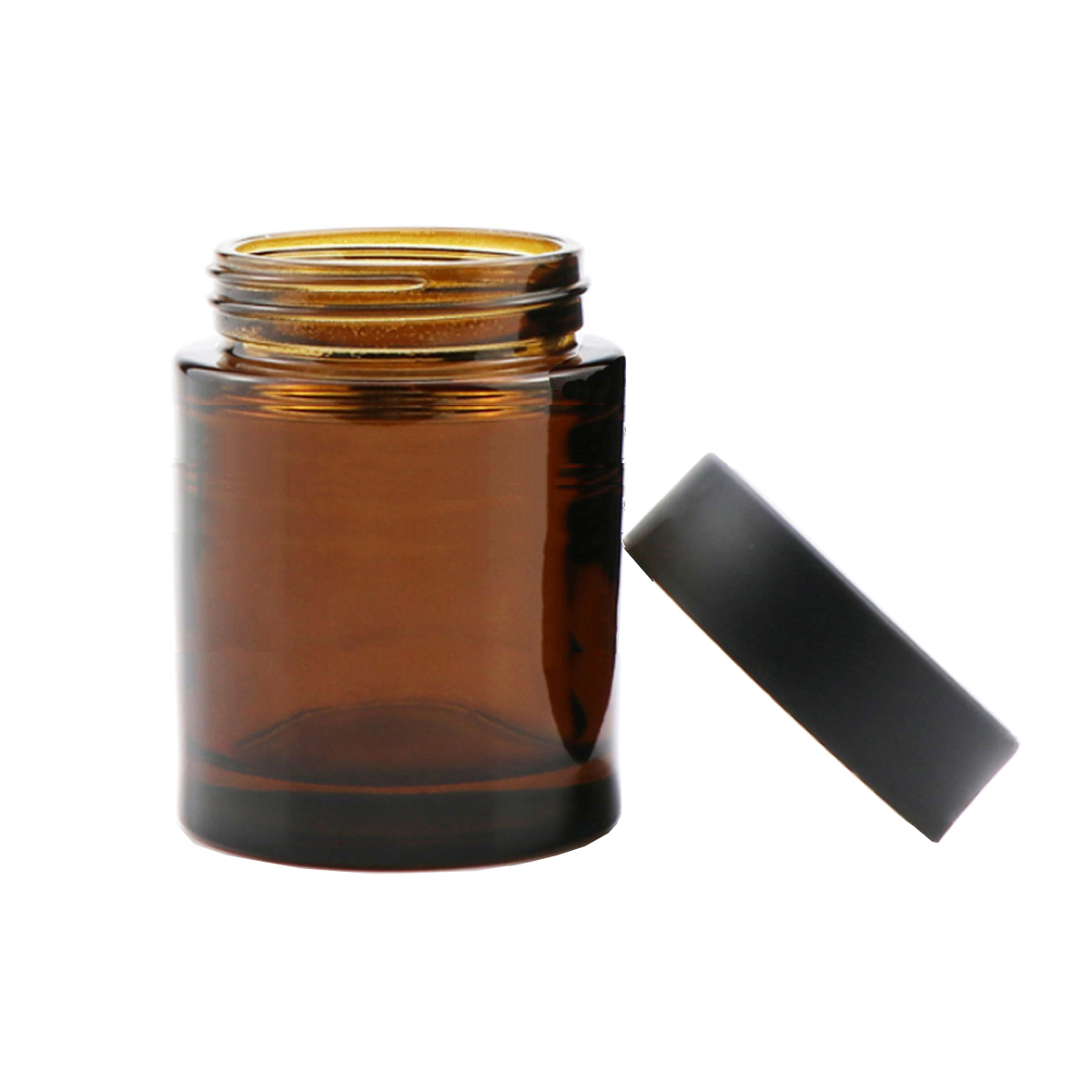 5oz Amber straight sided glass jar with CR black lid