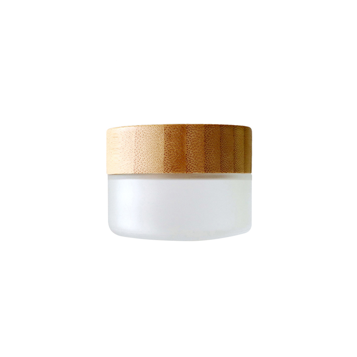 1oz frosted glass cosmetic cream jar with bamboo lid