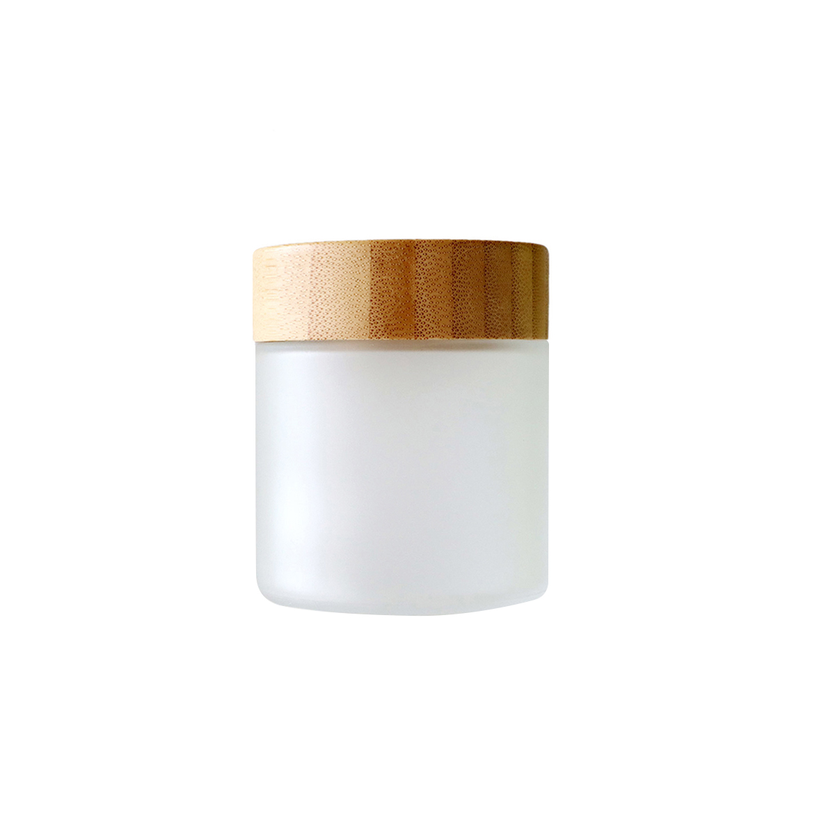 3oz frosted glass cosmetic cream jar with bamboo lid