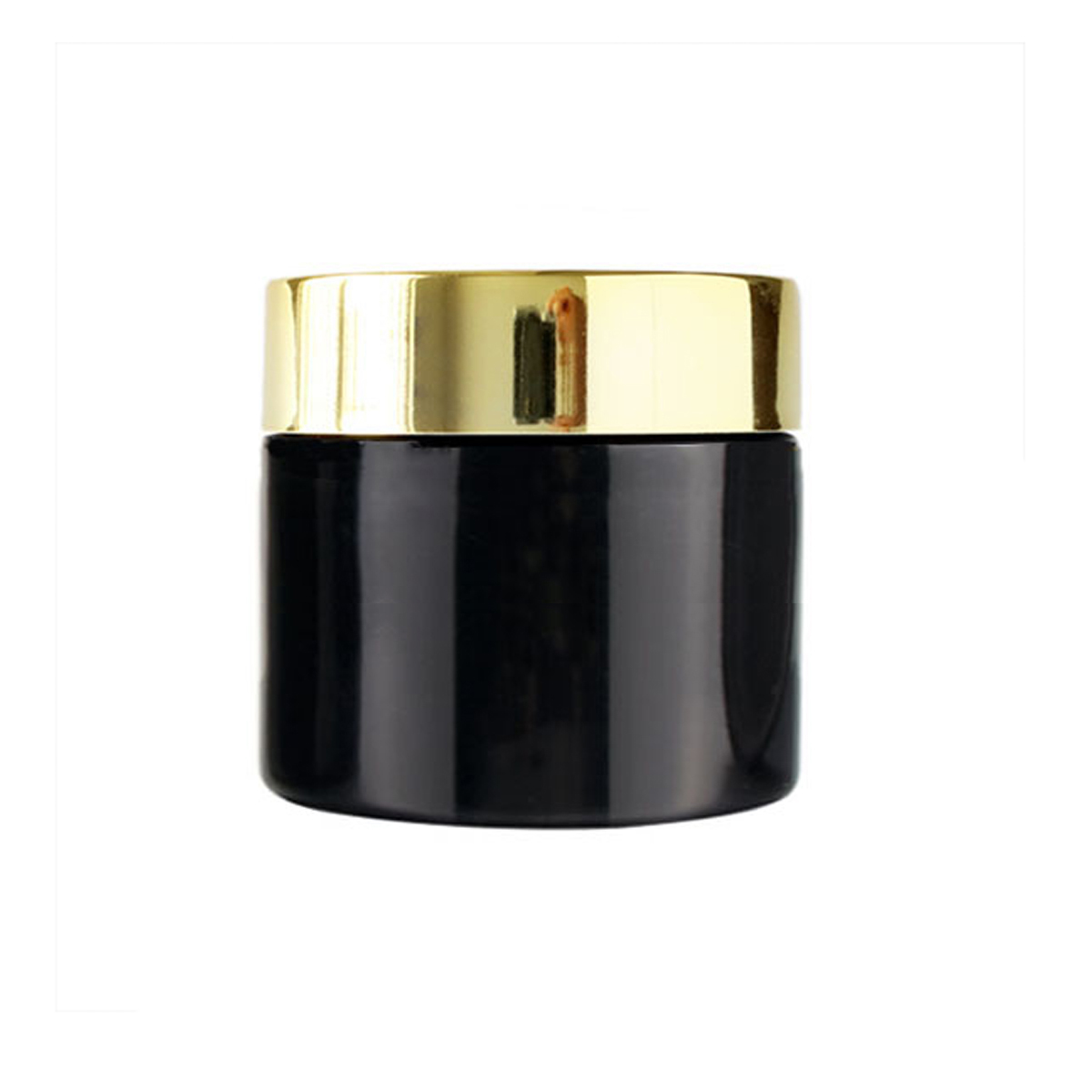 3oz black glass cosmetic cream jar with gold lid