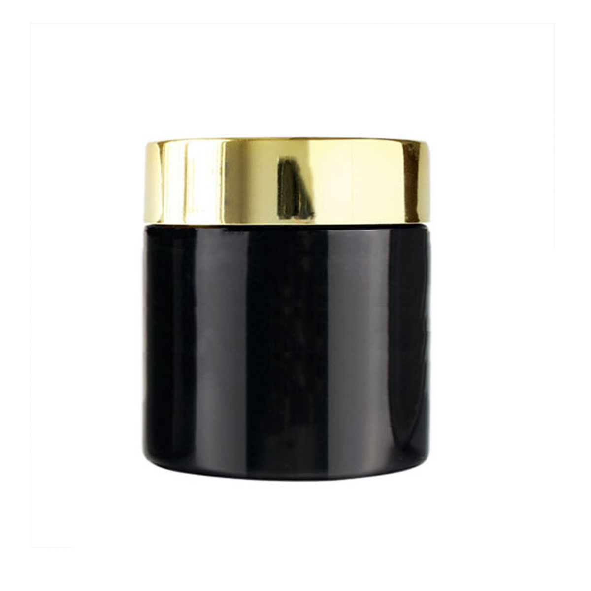 4oz black glass cosmetic cream jar with gold lid