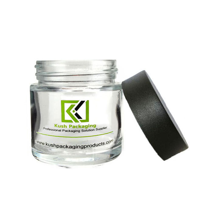 3 oz Clear Child Resistant Glass Jars with black lid
