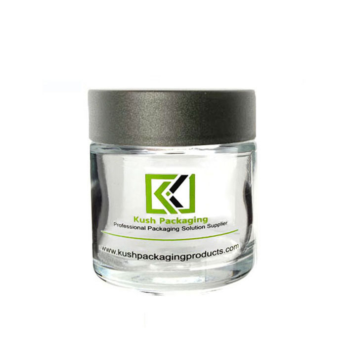 3 oz Clear Child Resistant Glass Jars with black lid