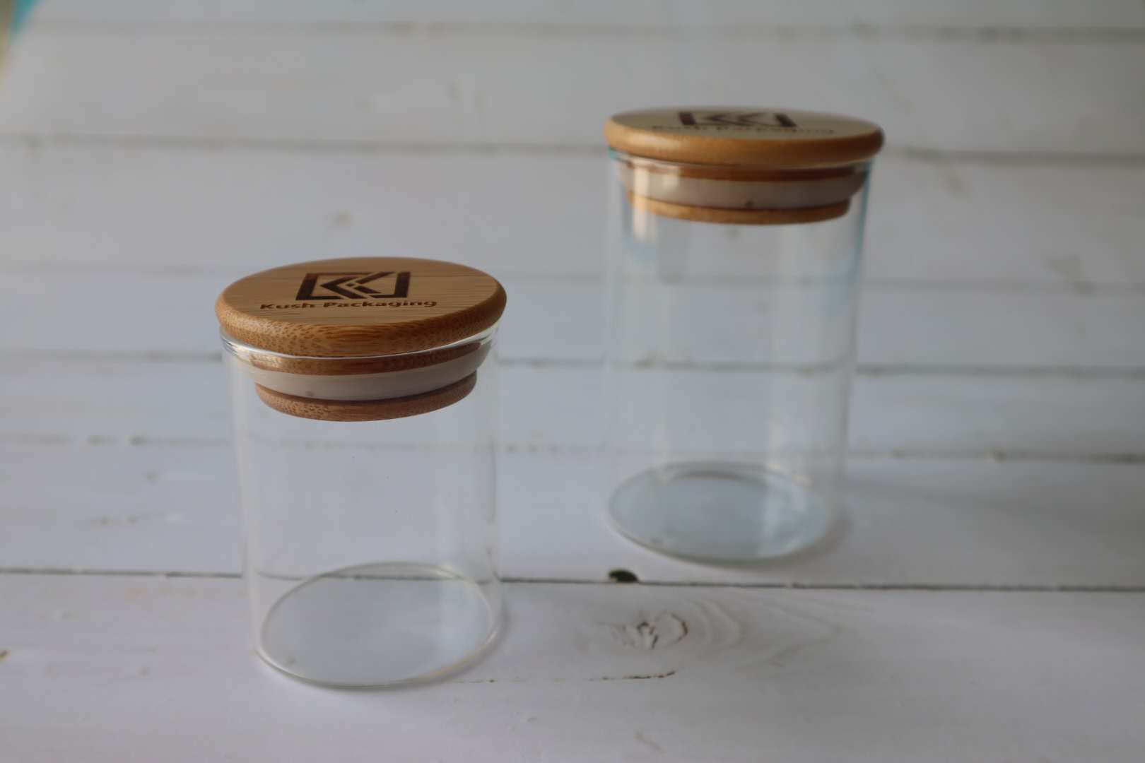 Wood Lid Suction Glass Jars