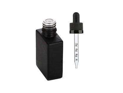 1oz Matte Black Glass Dropper Bottle