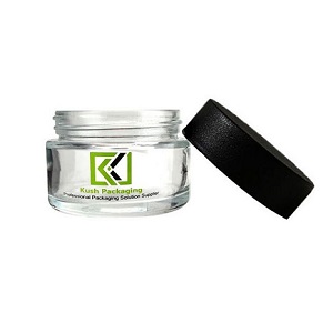 1 oz clear child resistant glass jars with black lid