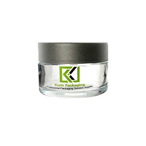 1 oz clear child resistant glass jars with black lid