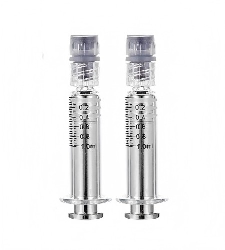 1mL Luer Lock Glass Syringe with Metal Silver Plunger