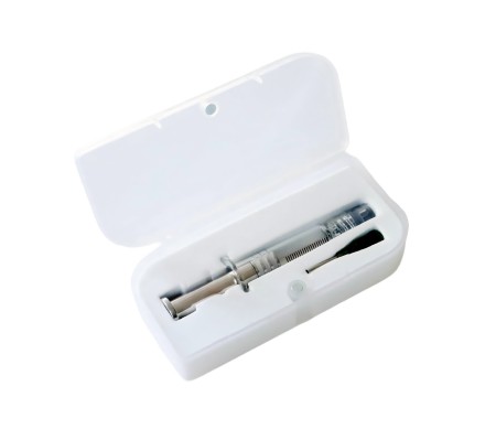 1mL Luer Lock Glass Syringe with Metal Silver Plunger