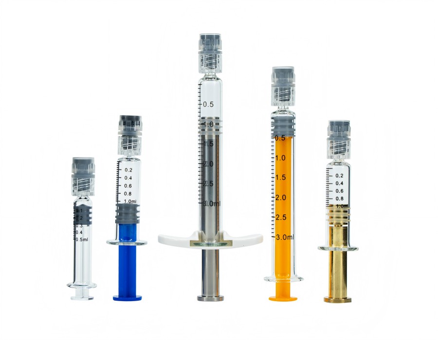1mL Luer Lock Glass Syringe with Metal Silver Plunger