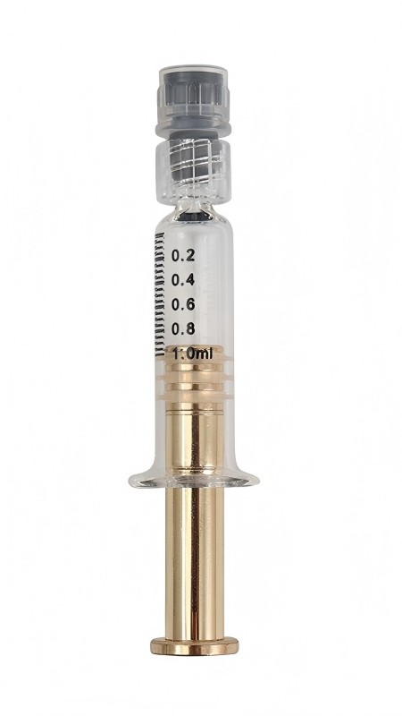 1mL Luer Lock Glass Syringe with Metal Golden Plunger