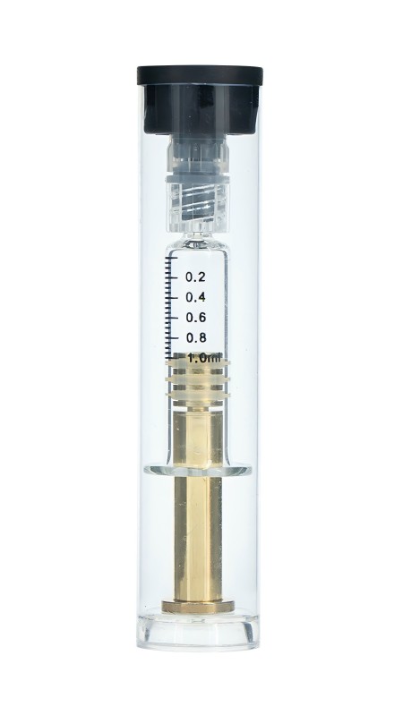 1mL Luer Lock Glass Syringe with Metal Golden Plunger