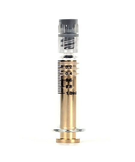 1mL Luer Lock Glass Syringe with Metal Golden Plunger