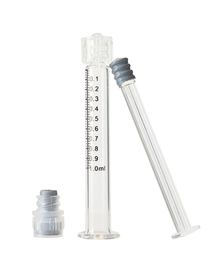 1ml Slim Long Luer Lock Glass Syringe with Clear Plunger