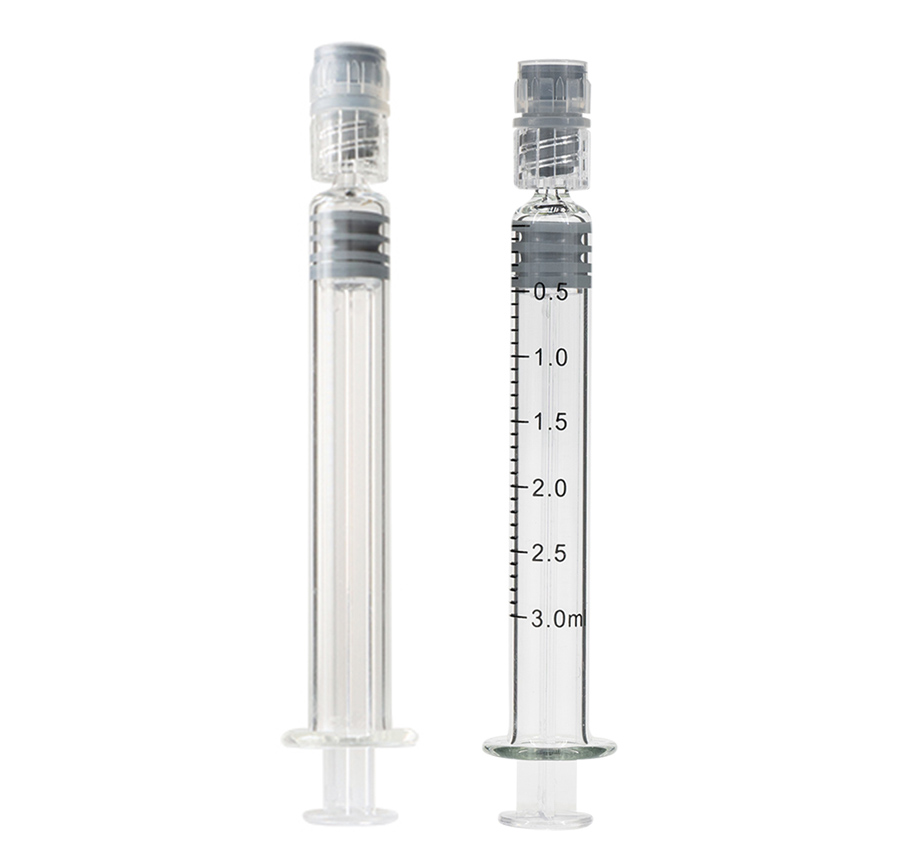 3mL Luer Lock Glass Syringe with Clear Plunger