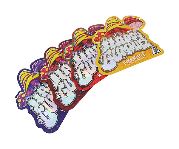 Custom Printed 3.5g Die Cut Irregular Smell Proof Weed Gummy Mylar Bags