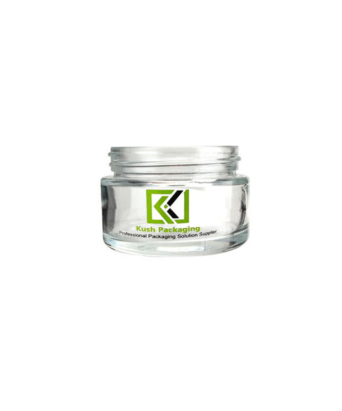 1 oz clear child resistant glass jars with black lid