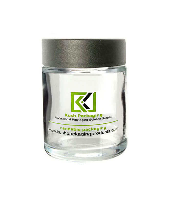 5oz Clear Child Resistant Glass Jars with black lid