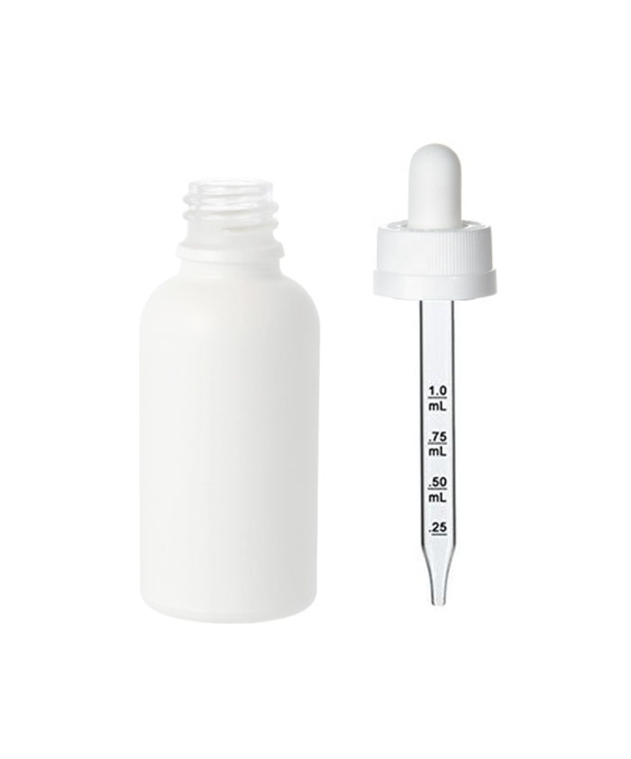 1oz matte opaque white dropper tincture bottle