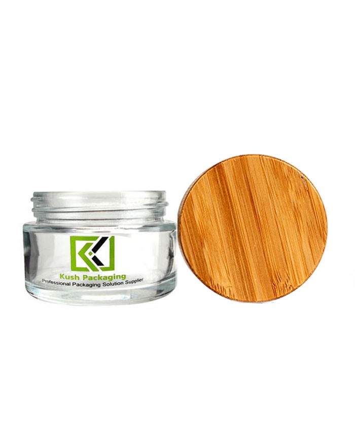 1 oz glass weed jar with child proof bamboo lid