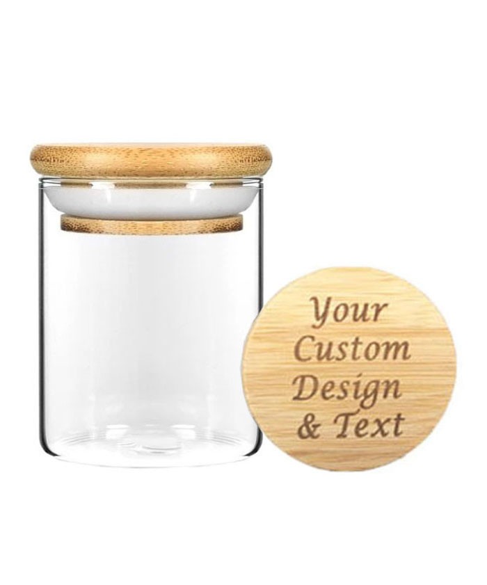 6oz Wood Lid Suction Glass Jars