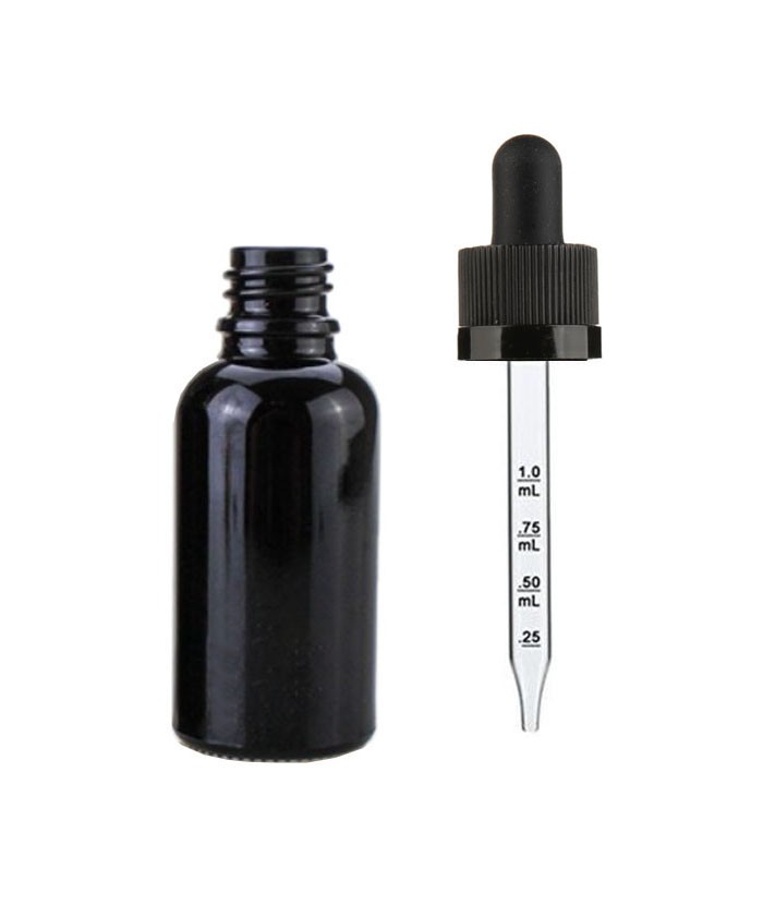 1oz(30ml) Black Glass dropper bottle