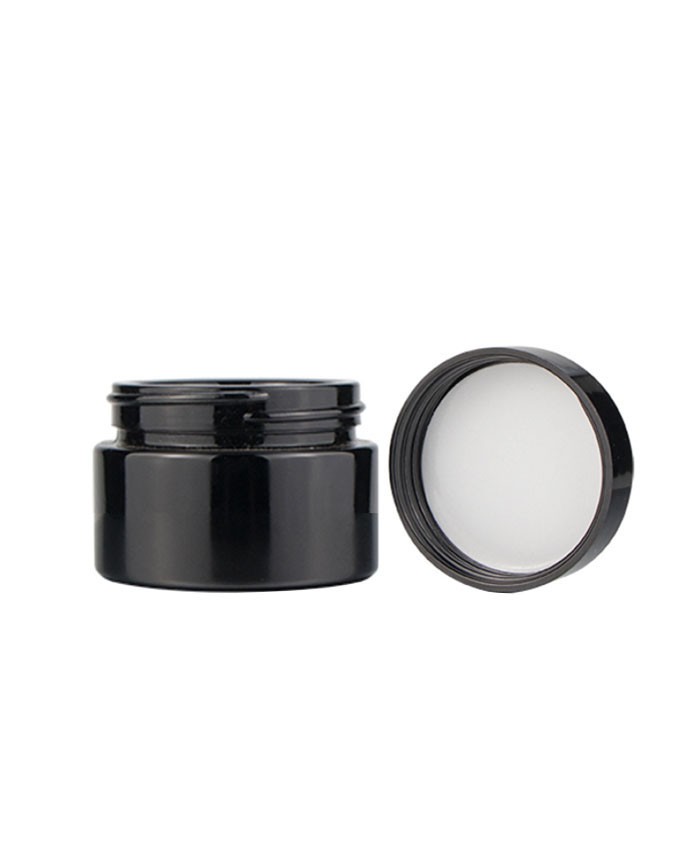 1oz child proof black glass jar with black lid