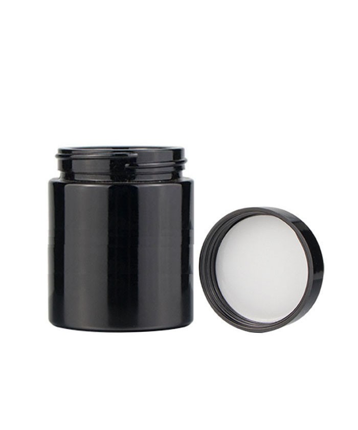 5oz child proof black glass jar with black lid