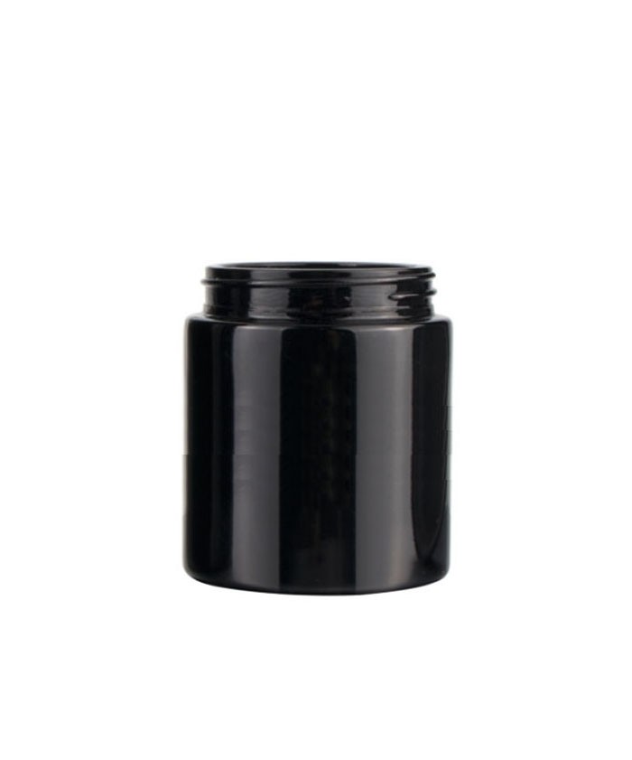 5oz child proof black glass jar with black lid