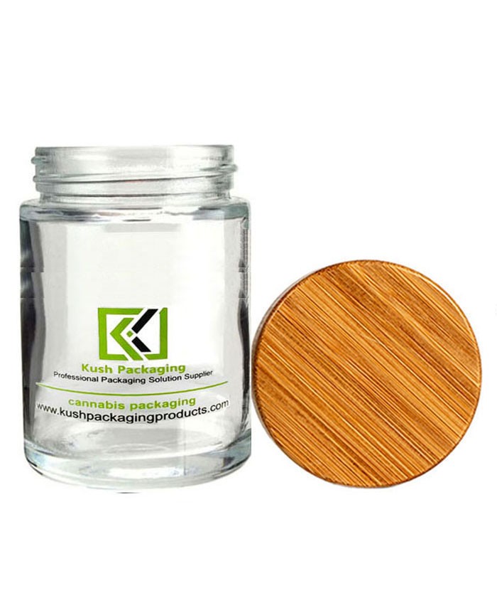 6oz glass weed jar with child proof bamboo lid