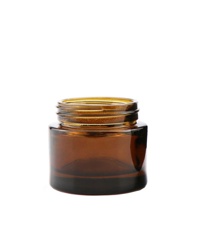 2oz Amber straight sided glass jar with CR black lid