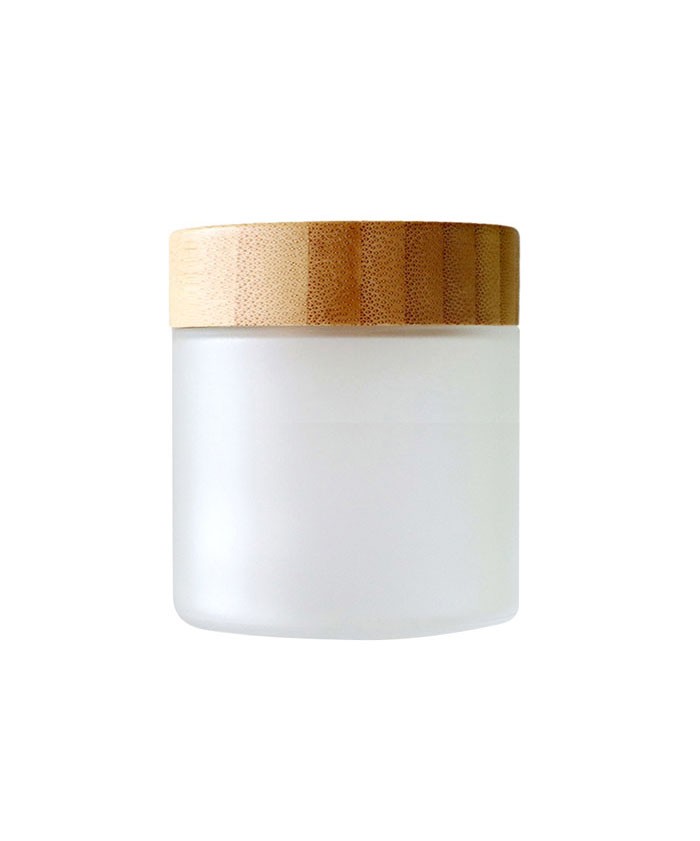 4oz frosted glass cosmetic cream jar with bamboo lid