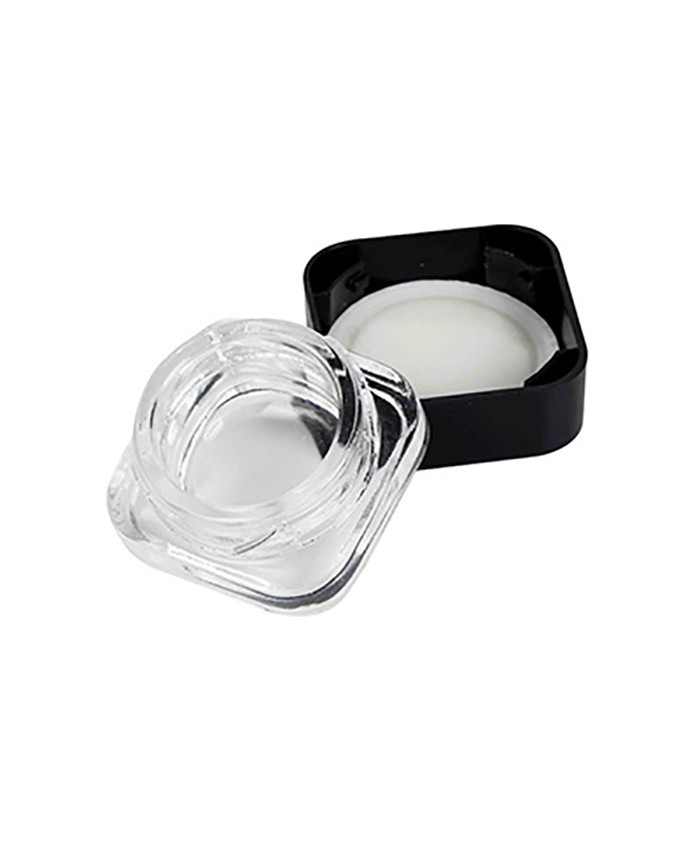 5ml Child Resistant Qube Clear Glass Concentrate Jar w/ Black Cap
