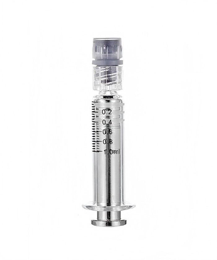 1mL Luer Lock Glass Syringe with Metal Silver Plunger